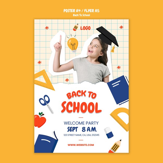 Plantilla de regreso a la escuela de diseño plano
