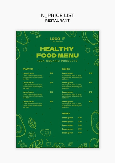 plantilla de restaurante de alimentos saludables