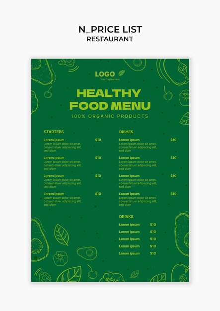 plantilla de restaurante de alimentos saludables