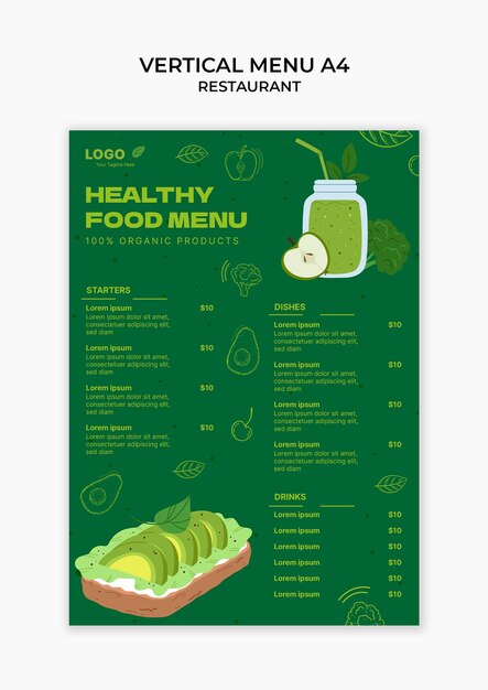 plantilla de restaurante de alimentos saludables