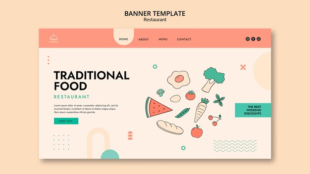 Plantilla de restaurante asiático de diseño plano