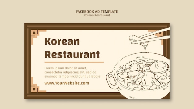 PSD gratuito plantilla de restaurante coreano de diseño plano