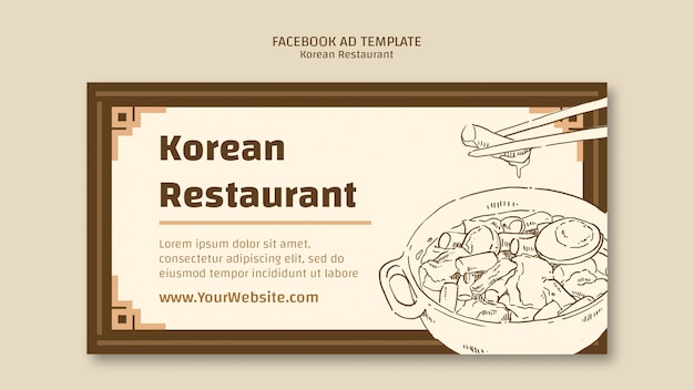 Plantilla de restaurante coreano de diseño plano