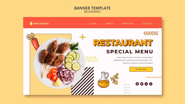 PSD gratuito plantilla de restaurante de diseño plano