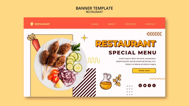 Plantilla de restaurante de diseño plano
