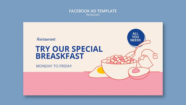 PSD gratuito plantilla de restaurante de diseño plano