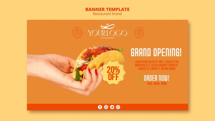 PSD gratuito plantilla de restaurante de diseño plano