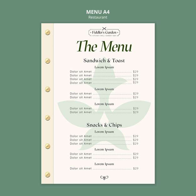 Plantilla de restaurante de diseño plano