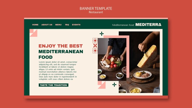 PSD gratuito plantilla de restaurante de diseño plano