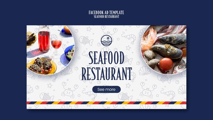 PSD gratuito plantilla de restaurante de mariscos de diseño plano