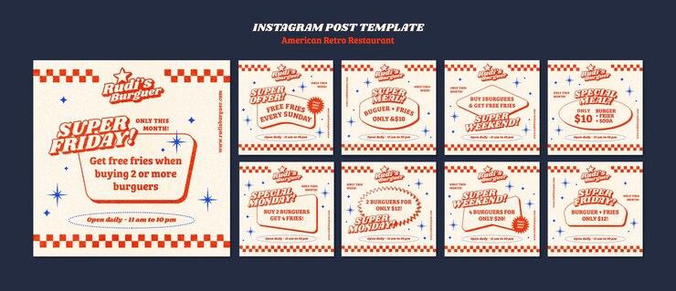 PSD gratuito plantilla de restaurante retro americano