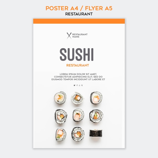 PSD gratuito plantilla de restaurante de sushi