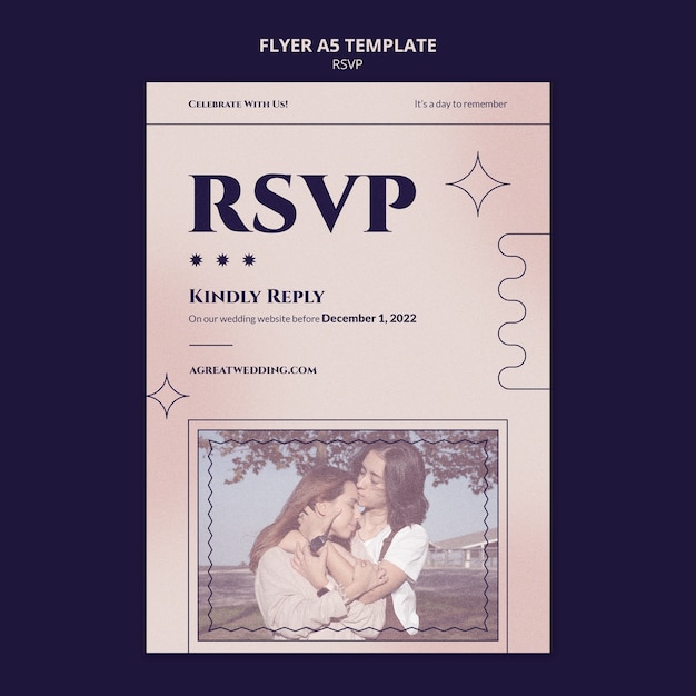 PSD gratuito plantilla de rsvp de diseño plano