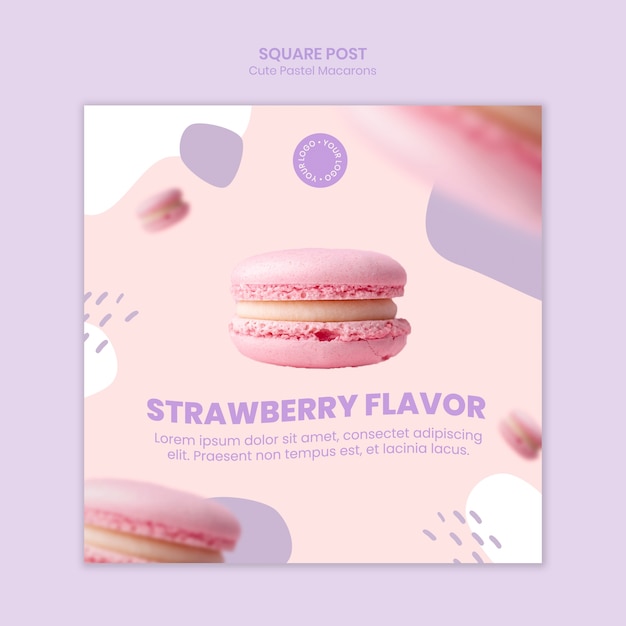 PSD gratuito plantilla de sabor a fresa de macarons