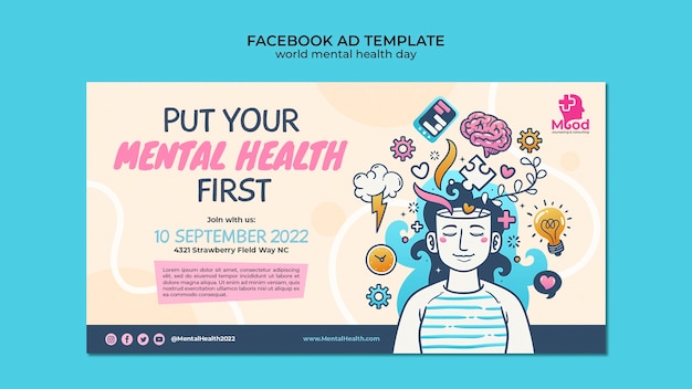 Plantilla de salud mental de diseño plano