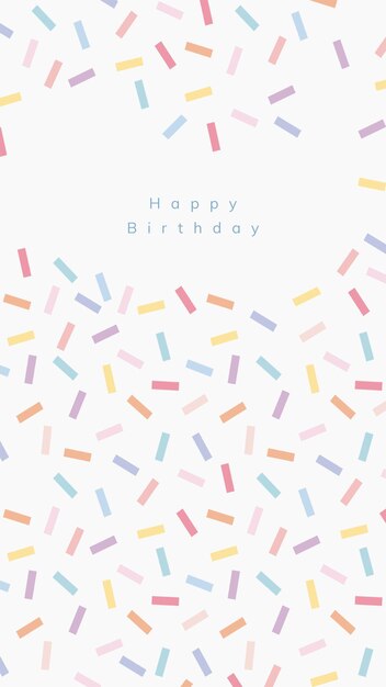 Plantilla de saludo de cumpleaños en línea psd con fondo de espolvorear confeti