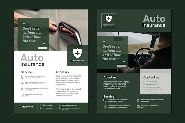 PSD gratuito plantilla de seguro de auto psd con conjunto de texto editable