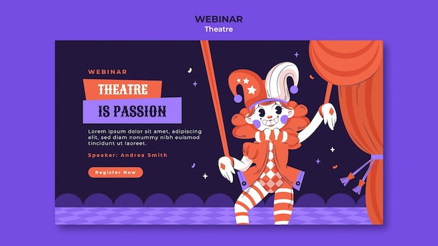 PSD gratuito plantilla de seminario web de espectáculo de teatro