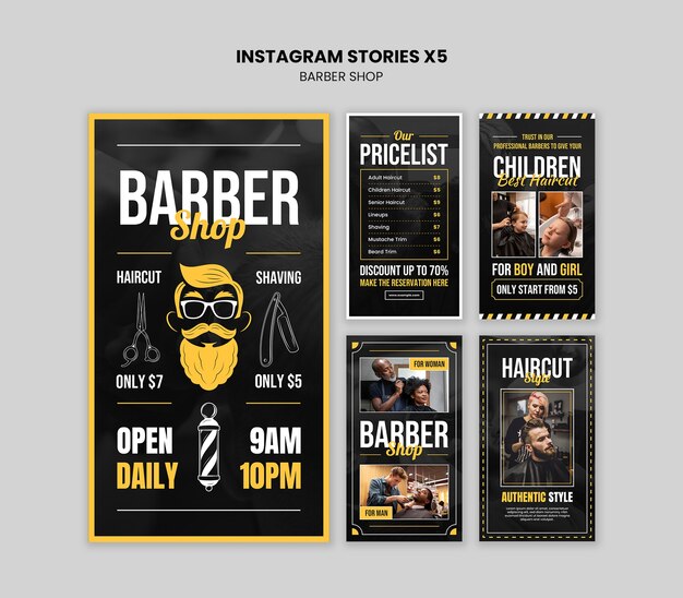 plantilla de servicio de barbería