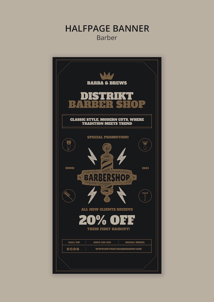 PSD gratuito plantilla de servicio de barbería