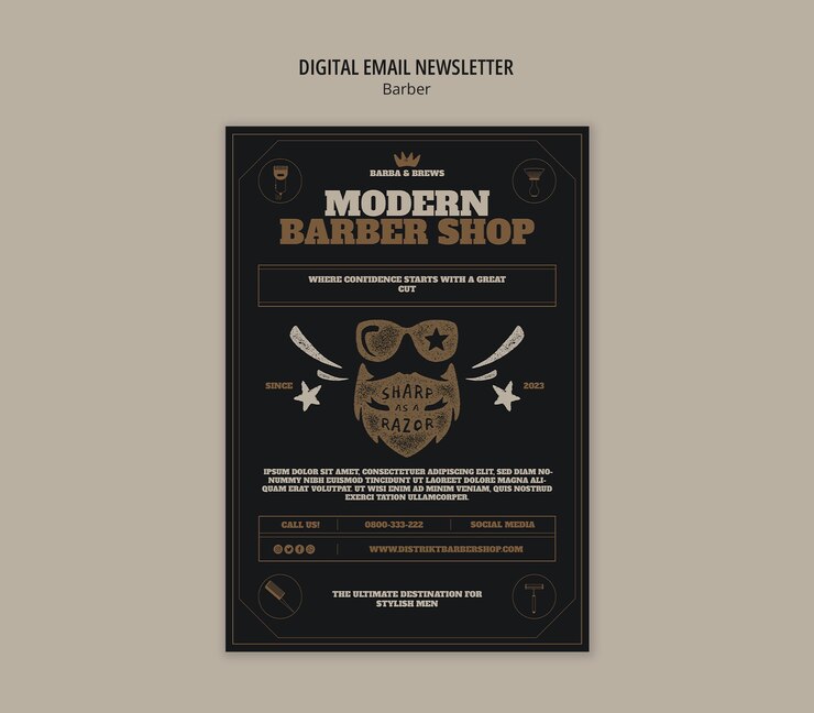 PSD gratuito plantilla de servicio de barbería