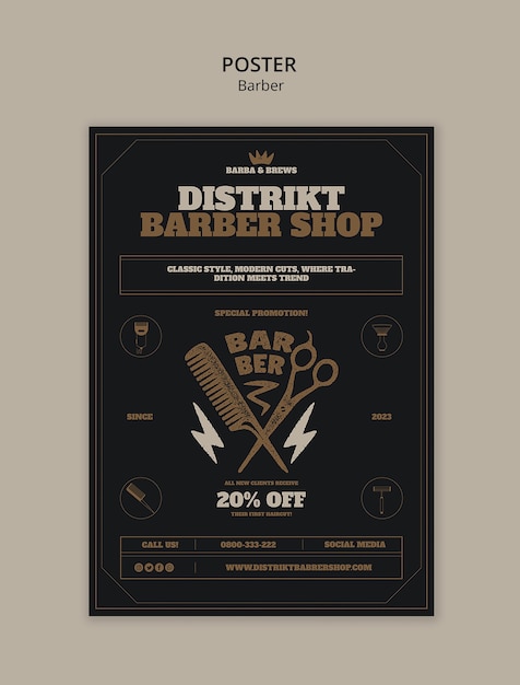 plantilla de servicio de barbería