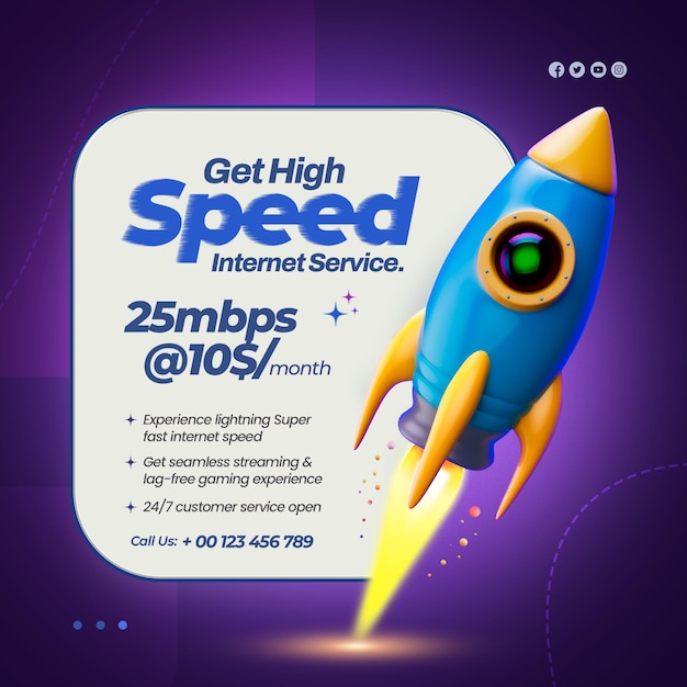 PSD gratuito plantilla de servicio de internet de alta velocidad