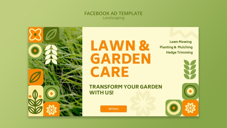 PSD gratuito la plantilla de servicio de jardinería de facebook