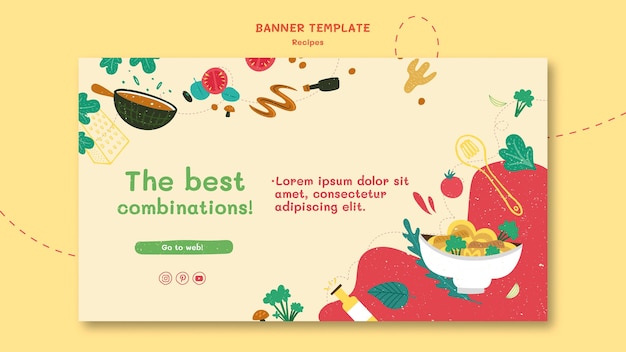 Plantilla de sitio web de recetas de banner