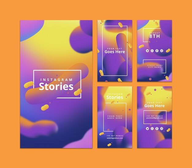 Plantilla de stories de instagram con fondo fluido