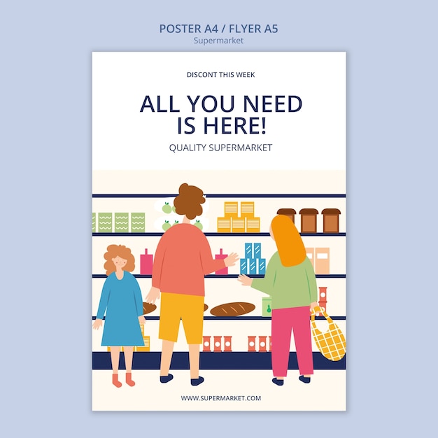Plantilla de supermercado de diseño plano