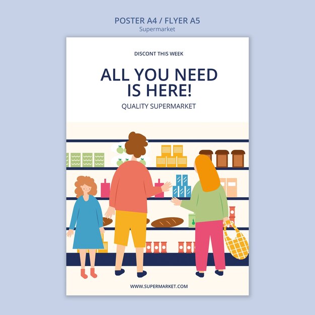 Plantilla de supermercado de diseño plano