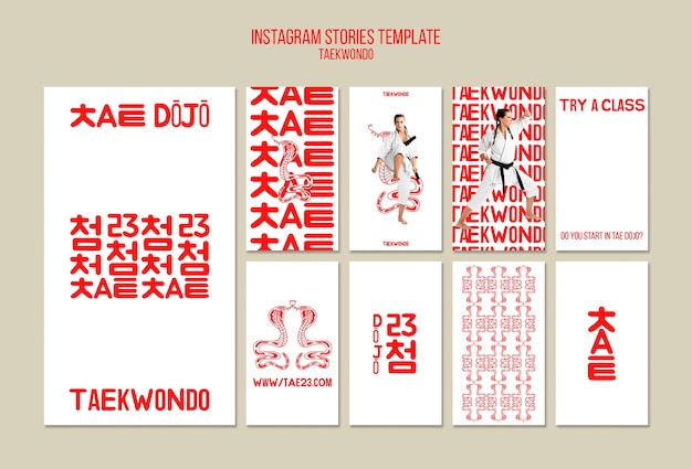 Plantilla de taekwondo de diseño plano