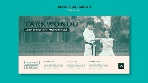 PSD gratuito plantilla de taekwondo de diseño plano
