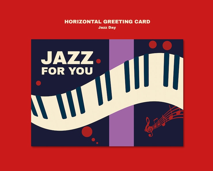 PSD gratuito plantilla de tarjeta de felicitación para la celebración del día del jazz
