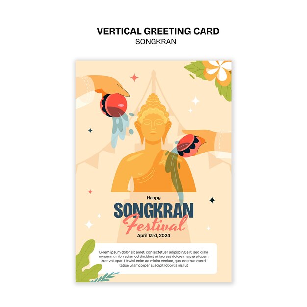plantilla de tarjeta de felicitación para la celebración de Songkran