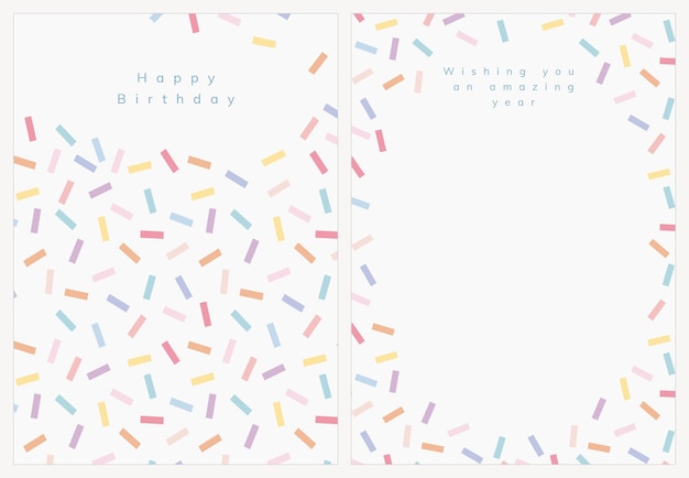 PSD gratuito plantilla de tarjeta de felicitación de cumpleaños psd con conjunto de espolvorear confeti
