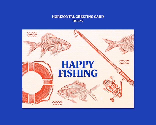 plantilla de tarjeta de felicitación para el tiempo de pesca
