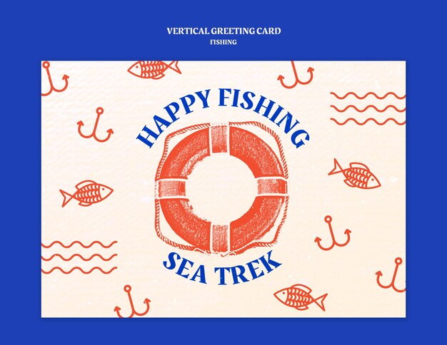 plantilla de tarjeta de felicitación para el tiempo de pesca