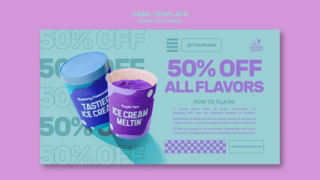 PSD gratuito plantilla de tarjeta de helado pastel