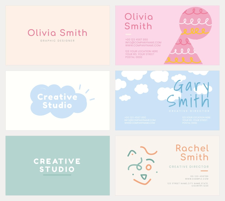 PSD gratuito plantilla de tarjeta de nombre psd en patrones de colores pastel suaves