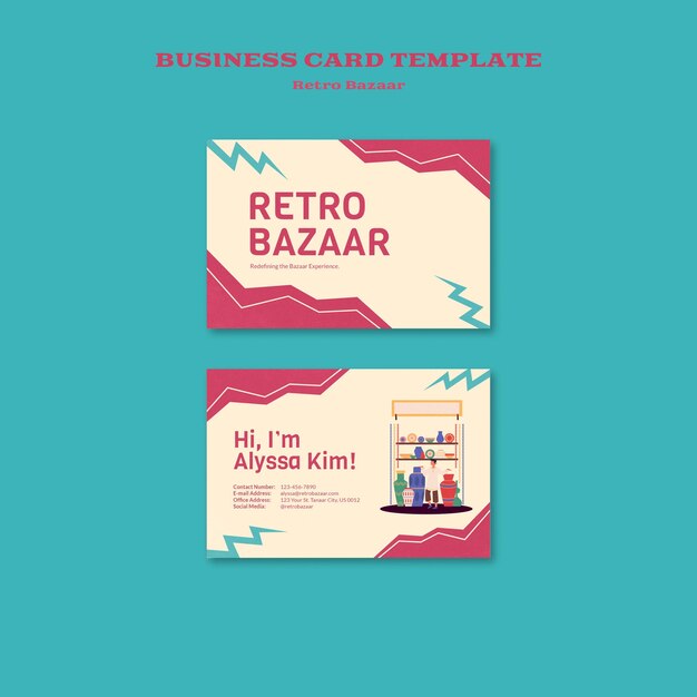Plantilla de tarjeta de visita de bazar retro