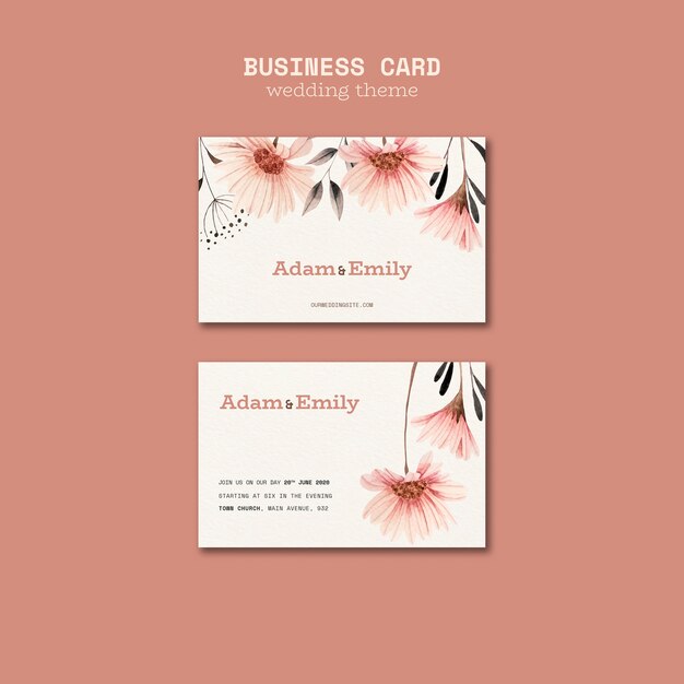 Plantilla de tarjeta de visita para bodas