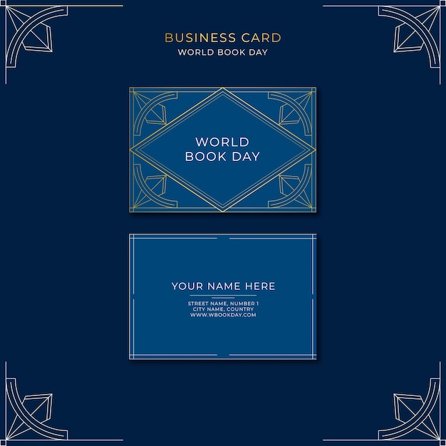 Plantilla de tarjeta de visita de celebración del día mundial del libro