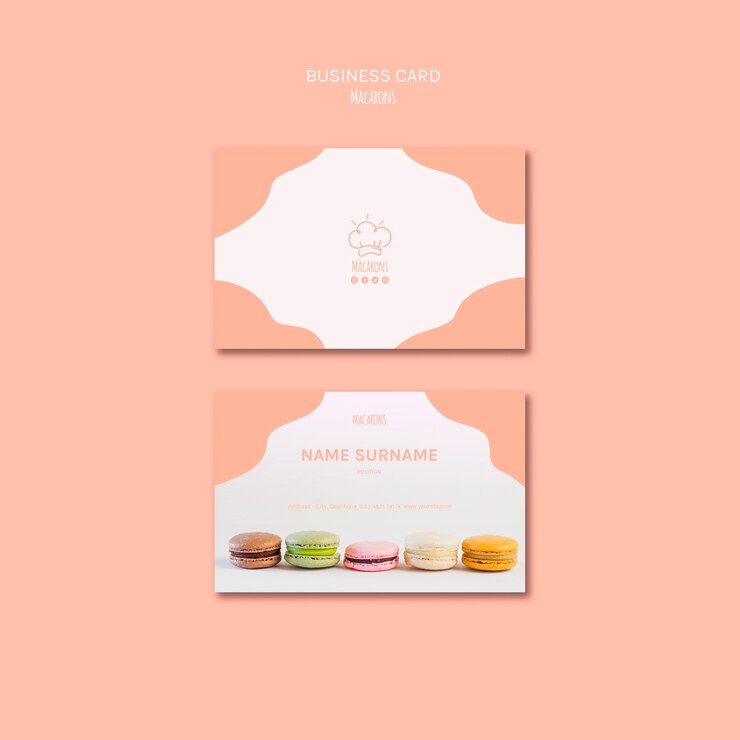 PSD gratuito plantilla de tarjeta de visita con concepto de macarons