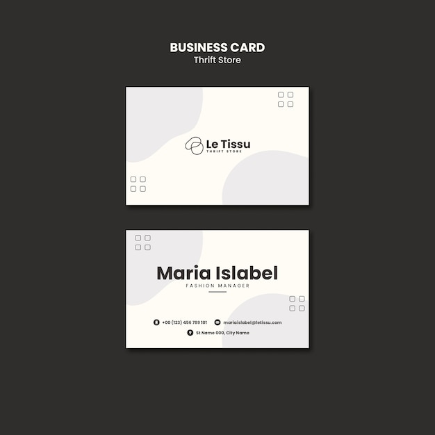 Plantilla de tarjeta de visita de concepto de tienda de segunda mano