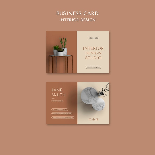 Plantilla de tarjeta de visita de diseño de interiores