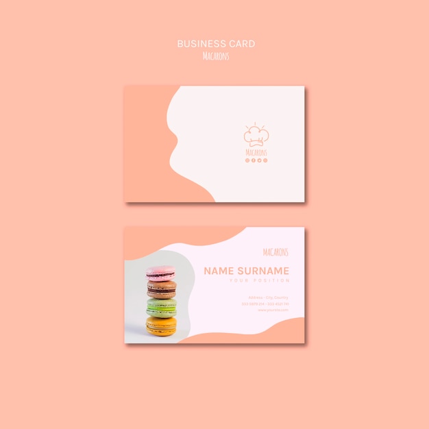 PSD gratuito plantilla de tarjeta de visita con diseño de macarons