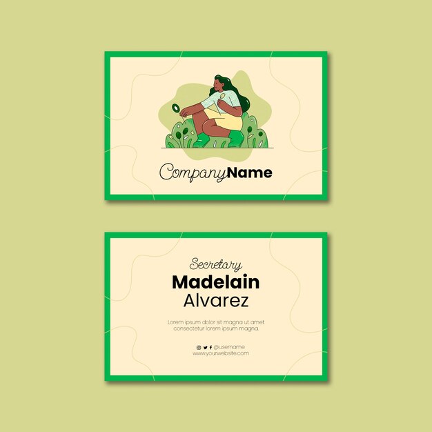 Plantilla de tarjeta de visita de ecoturismo de diseño plano