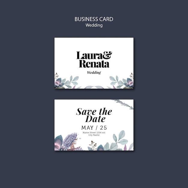 Plantilla de tarjeta de visita para evento de boda
